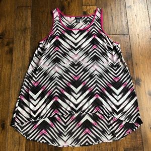 Torrid Pink, Black & White Striped sleeveless tank